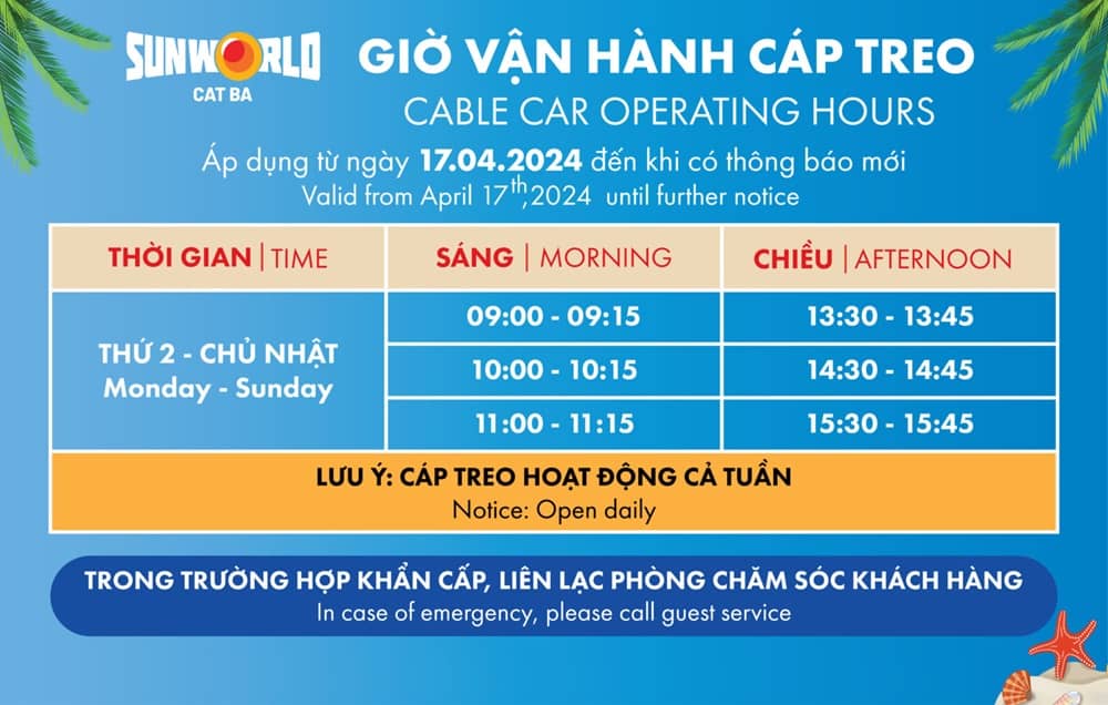 Giờ vận hành cát bà